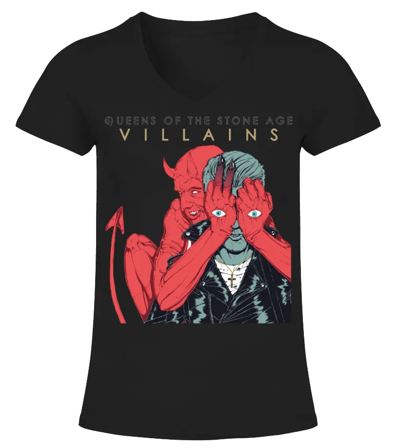 009 Queens Of The Stone Age Villains Camiseta cuello pico Mujer