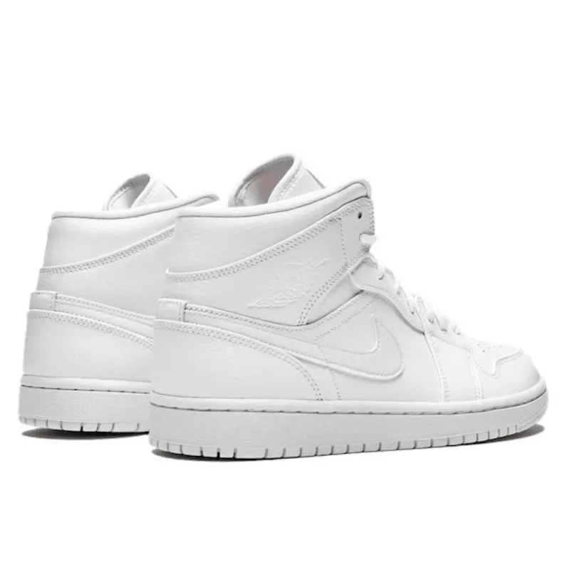 Air Jordan 1 Mid Triple White Patent Swoosh