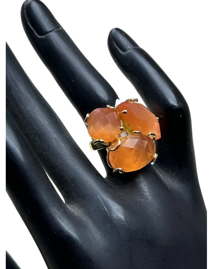 ANILLOS NARANJAS PARA MUJER AJUSTABLES TRIO DE PIEDRA
