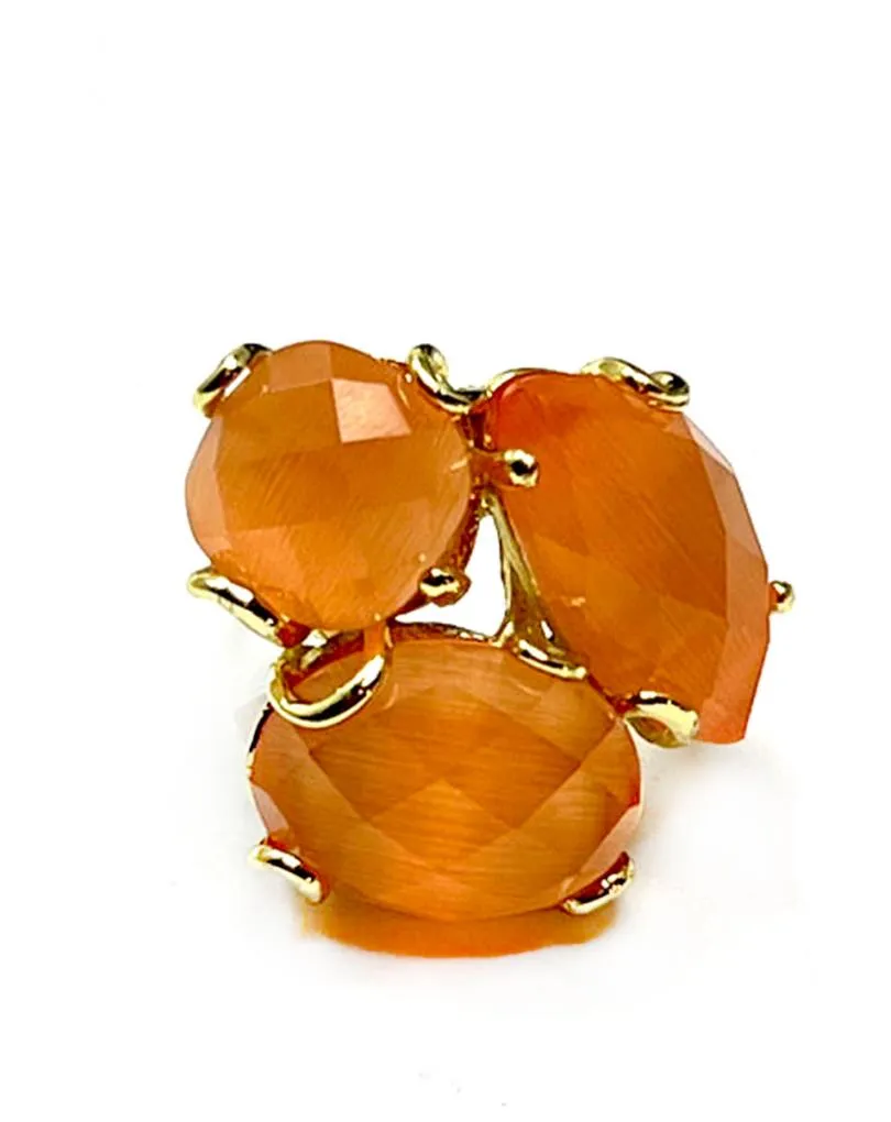 ANILLOS NARANJAS PARA MUJER AJUSTABLES TRIO DE PIEDRA