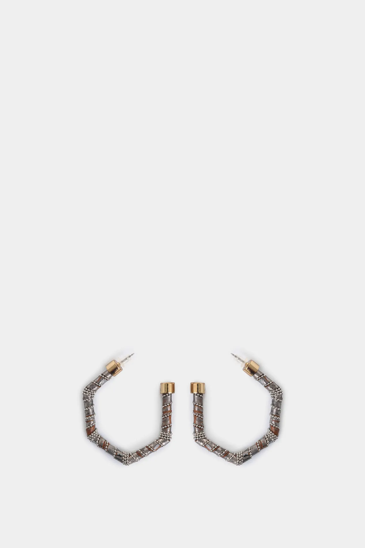 Aretes Danika de cuero y zamac para mujer hexágono