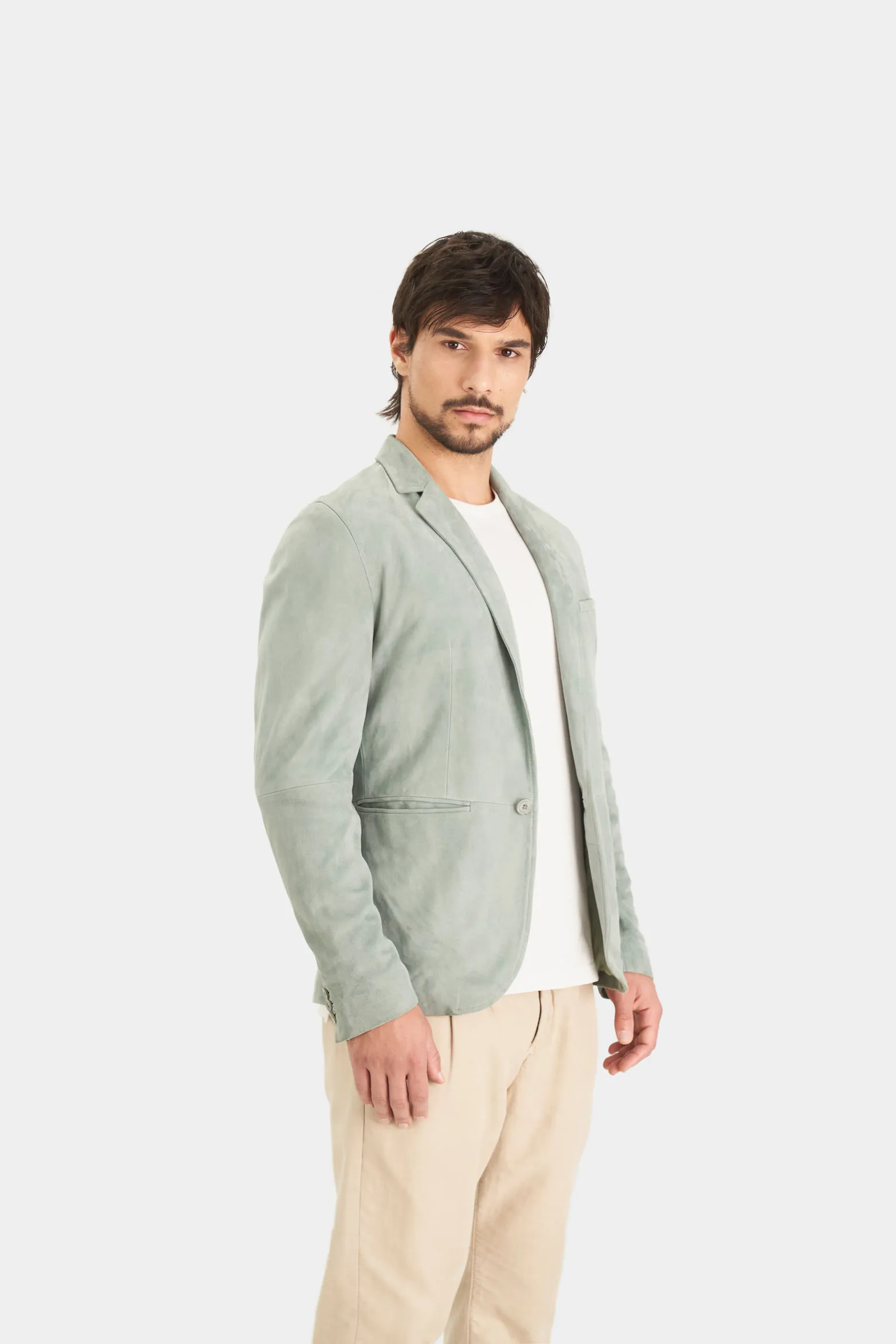 Blazer niger de gamuza para hombre fit semi ajustado