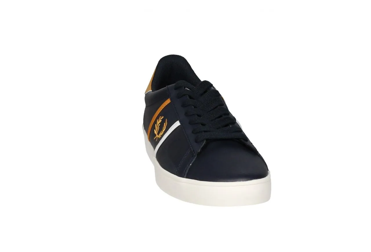 Blucher Piel Azul Lados Bandas Anagrama Talon Cuero