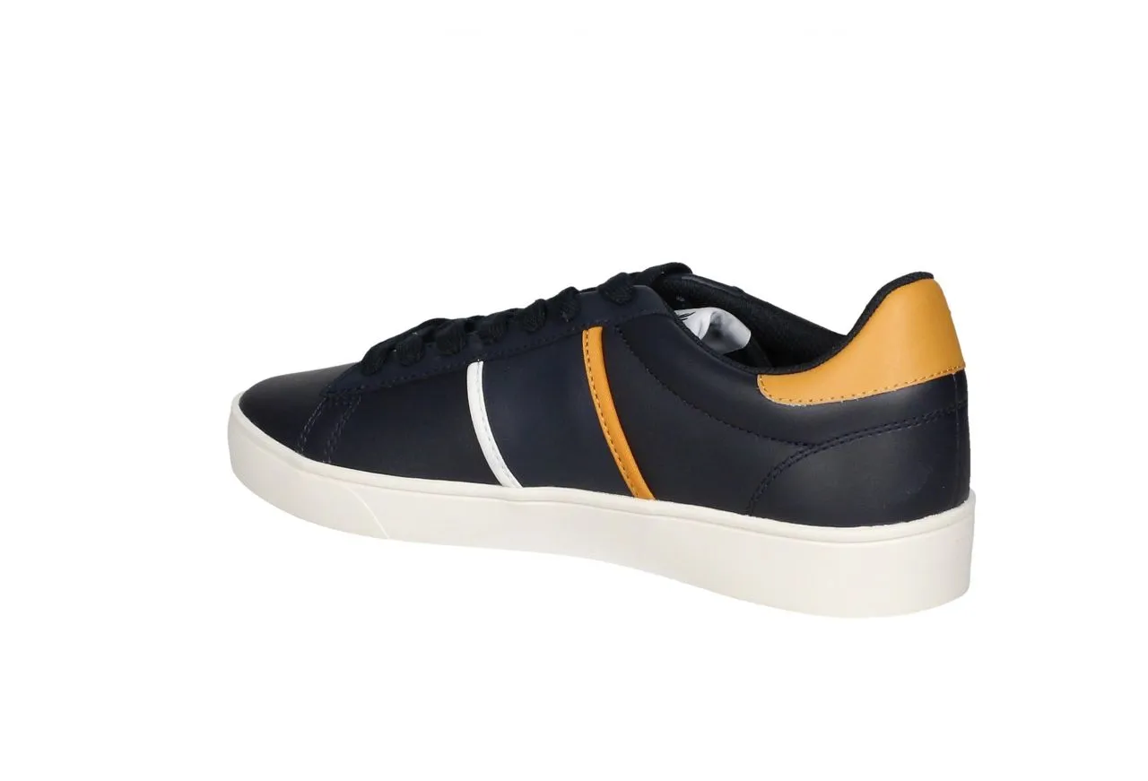 Blucher Piel Azul Lados Bandas Anagrama Talon Cuero
