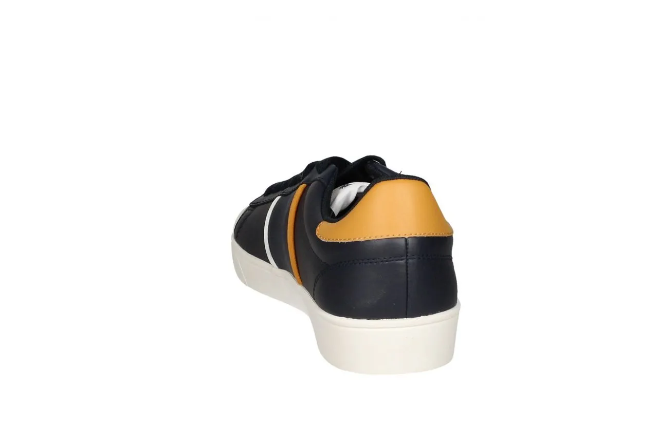 Blucher Piel Azul Lados Bandas Anagrama Talon Cuero