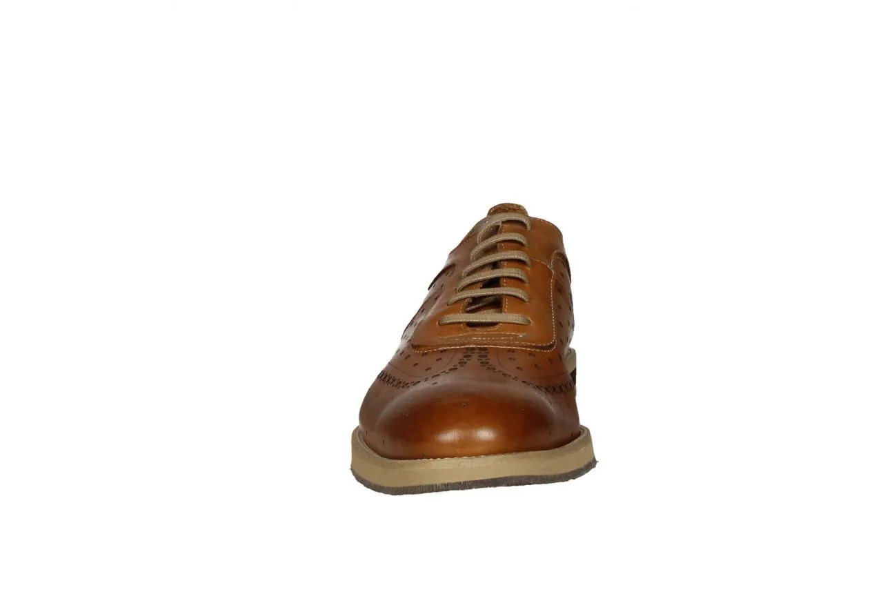 Blucher Piel Cuero Pala Vega y Lados Calados Cu#a Marron/bei