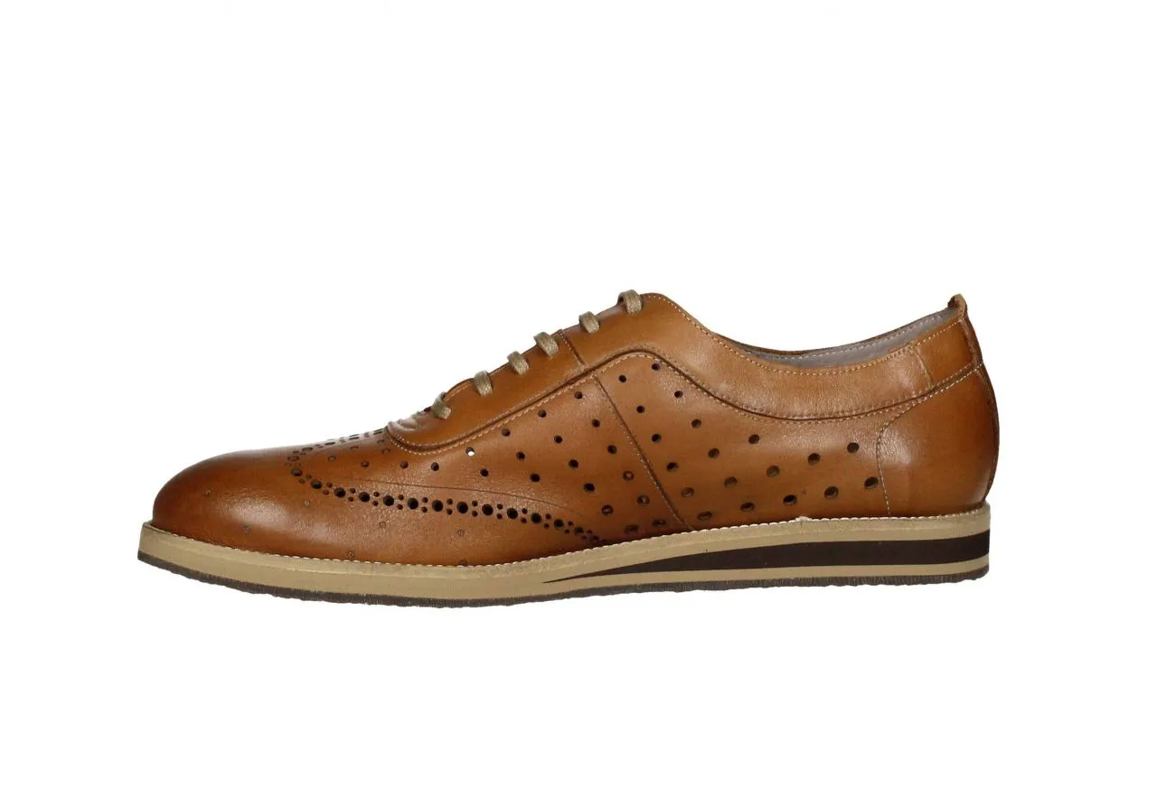 Blucher Piel Cuero Pala Vega y Lados Calados Cu#a Marron/bei