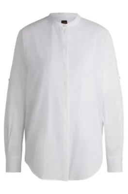 Blusa regular fit en cambray de algodón