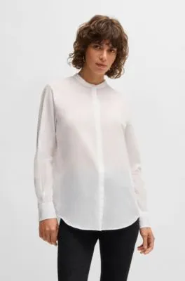 Blusa regular fit en cambray de algodón
