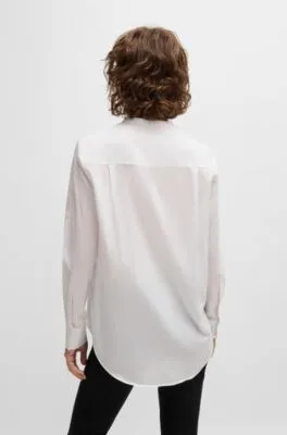 Blusa regular fit en cambray de algodón