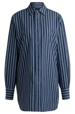 Blusa slim fit de algodón a rayas con monograma