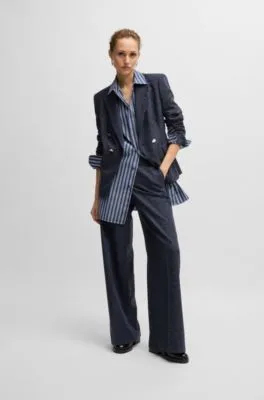 Blusa slim fit de algodón a rayas con monograma
