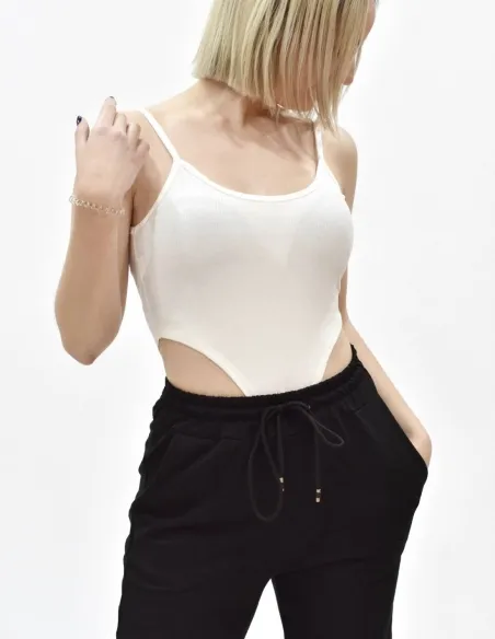 Body canalé tirantes blanco