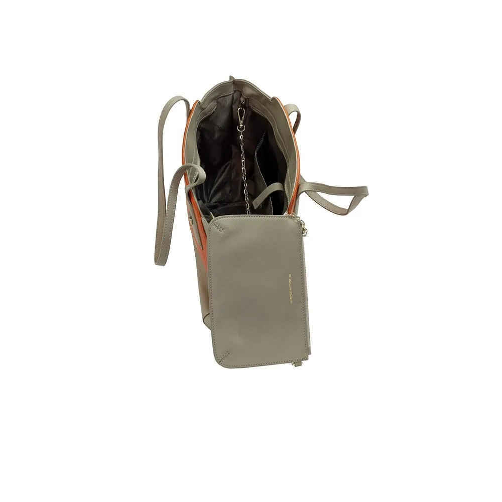 Bolso de Piel Piquadro BD4958S109/Ar Color Gris y Naranja