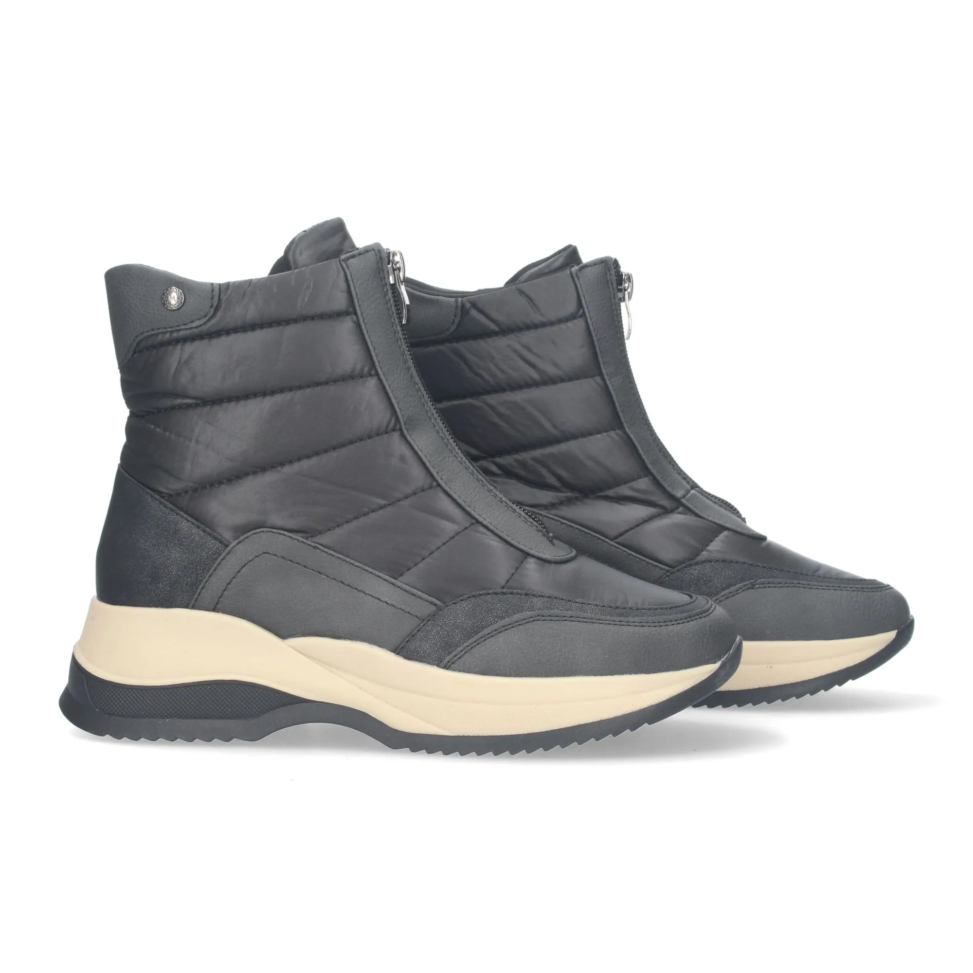 Botas acolchada de cuña  cómoda para mujer color negro