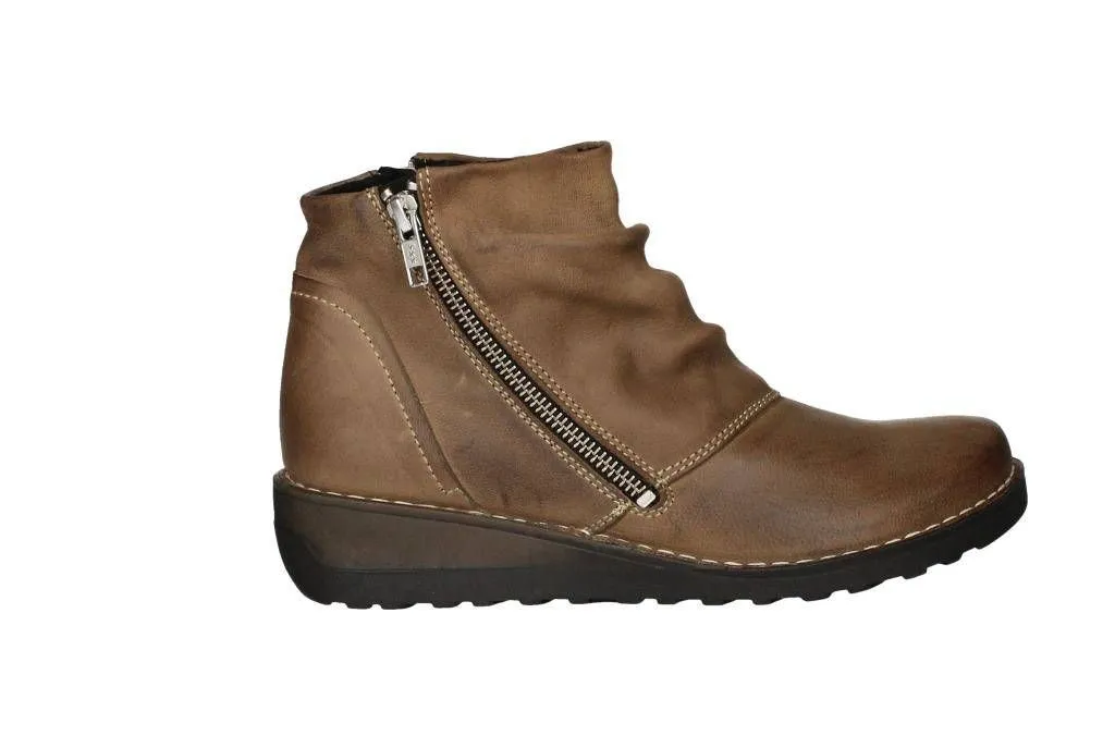 Botin Nobuck Cuero 2 Cremalleras Ca#a Arrugada