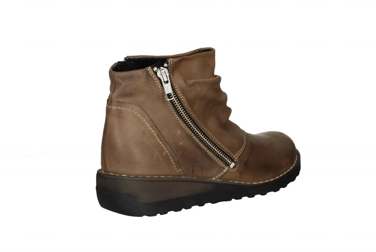Botin Nobuck Cuero 2 Cremalleras Ca#a Arrugada