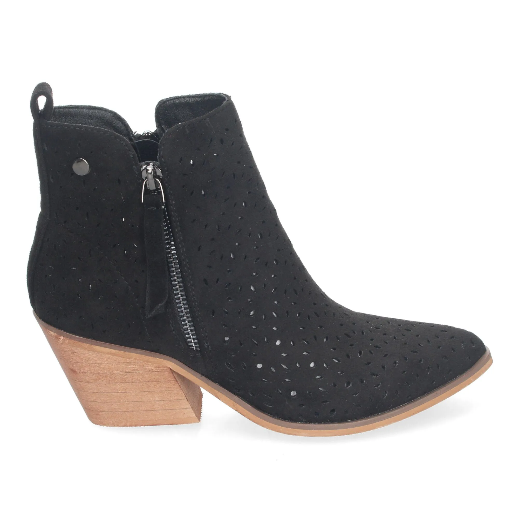 Botines de tacón cómodo calados color negro para mujer VR003