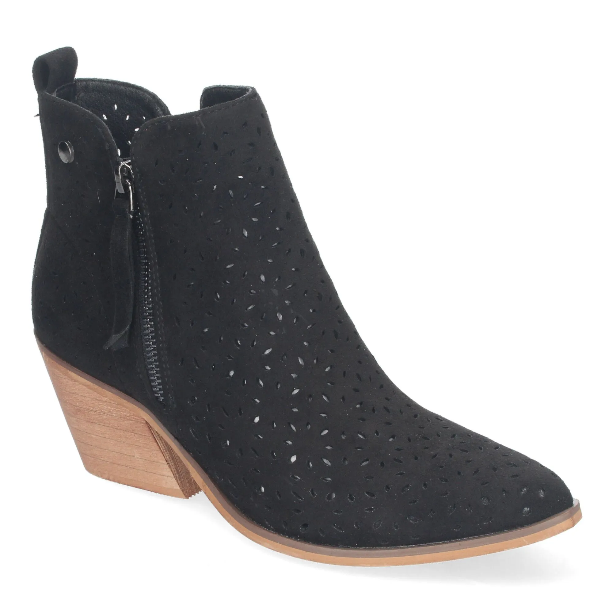 Botines de tacón cómodo calados color negro para mujer VR003