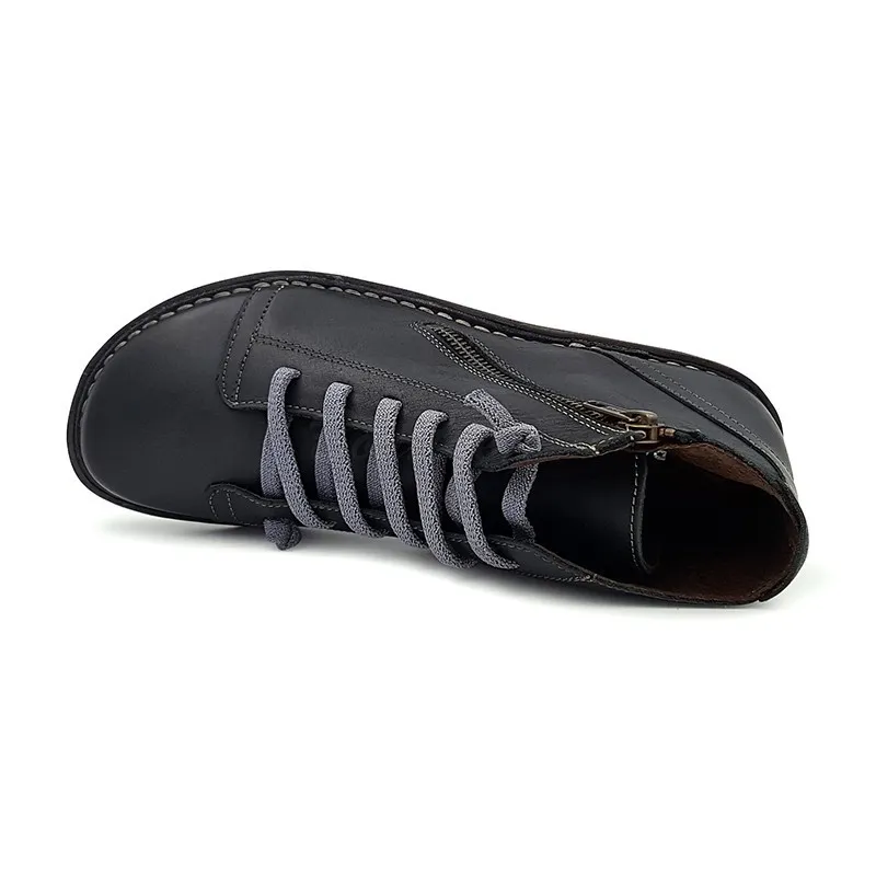 Botines Planos Mujer Piel Cordón Elastico 3012 Negro, de Boleta Shoes