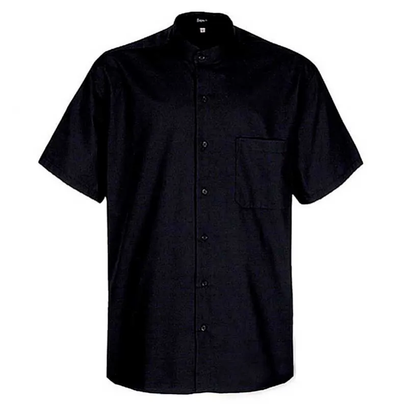 CAMISA CAMARERO CUELLO MAO MANGA CORTA NEGRA  SAGER