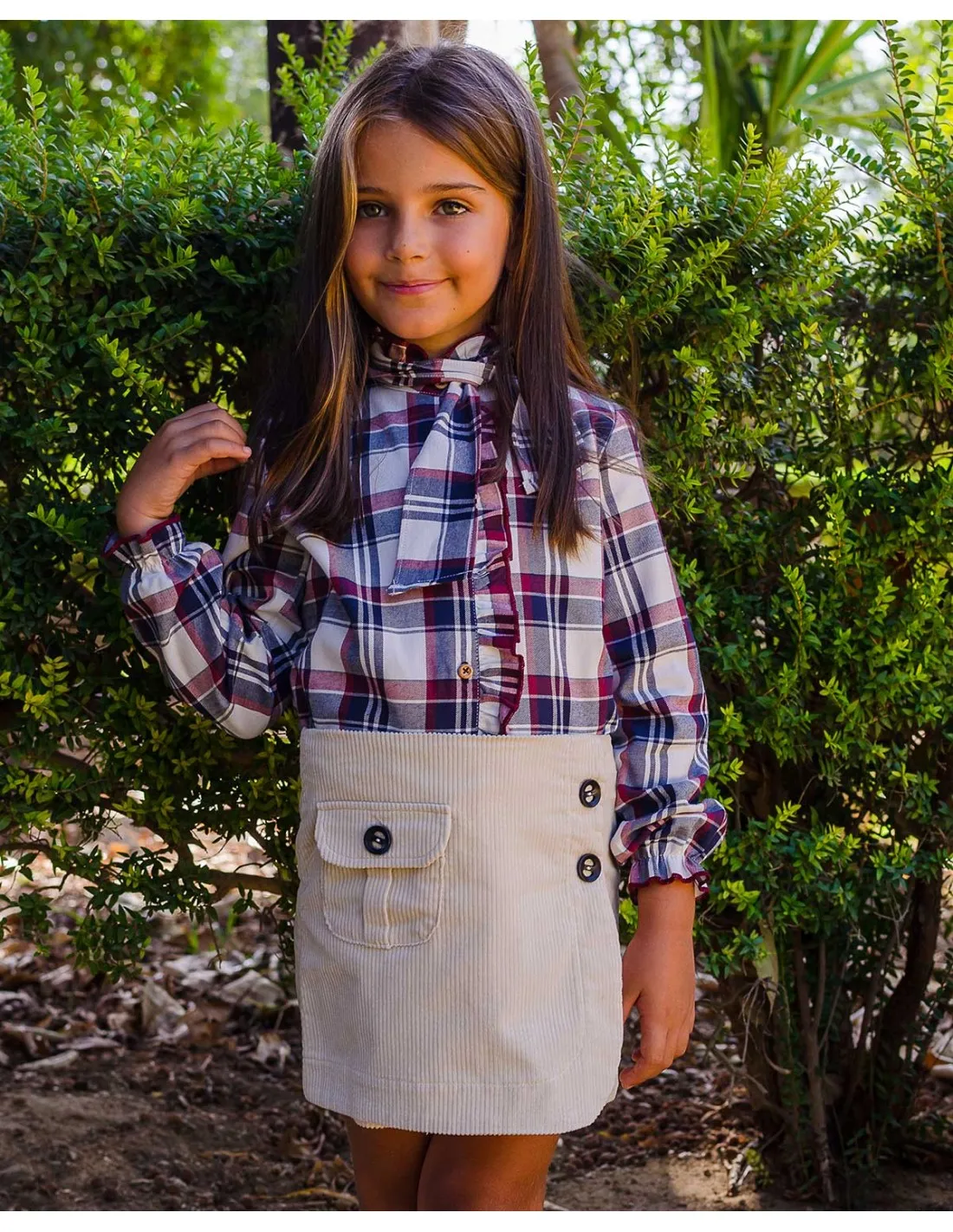 CAMISA NIñA CUADROS GRISES Y BURDEOS NACHETE OTOñOINVIERNO