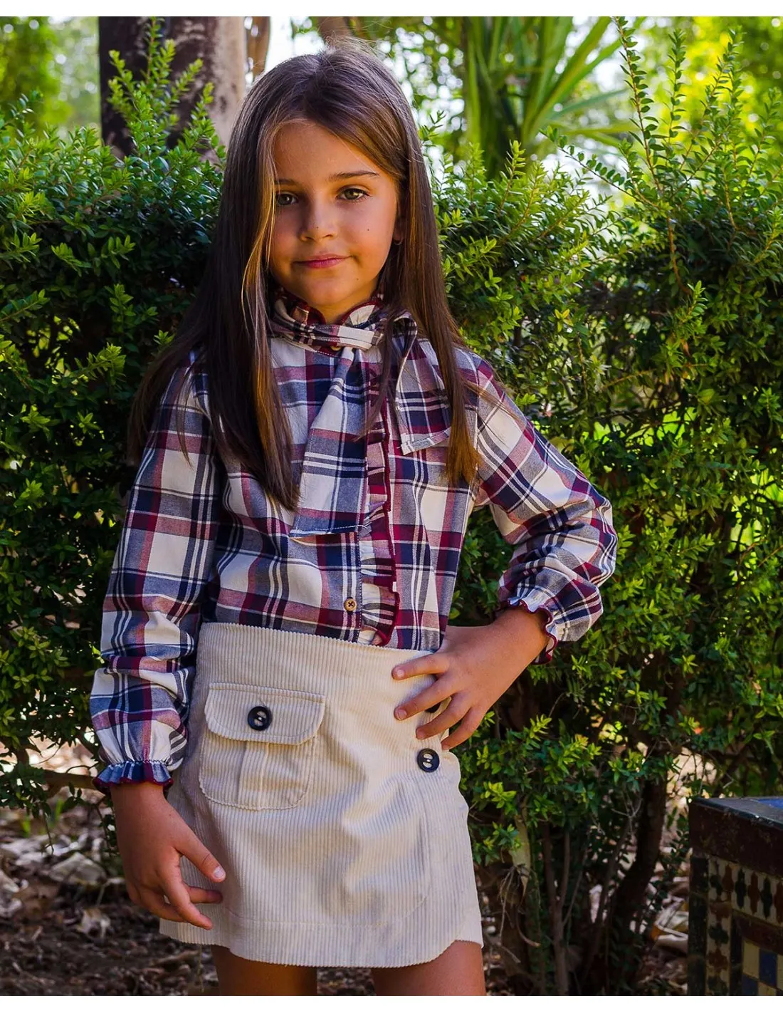 CAMISA NIñA CUADROS GRISES Y BURDEOS NACHETE OTOñOINVIERNO