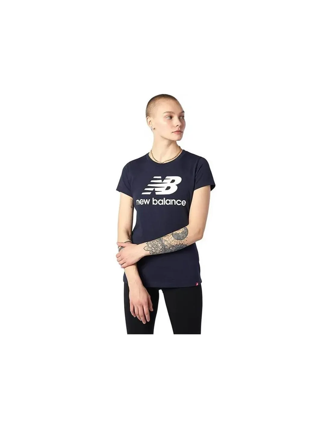 Camiseta New Balance Essentials Stacked Logo Cotton Athletic  Mujer