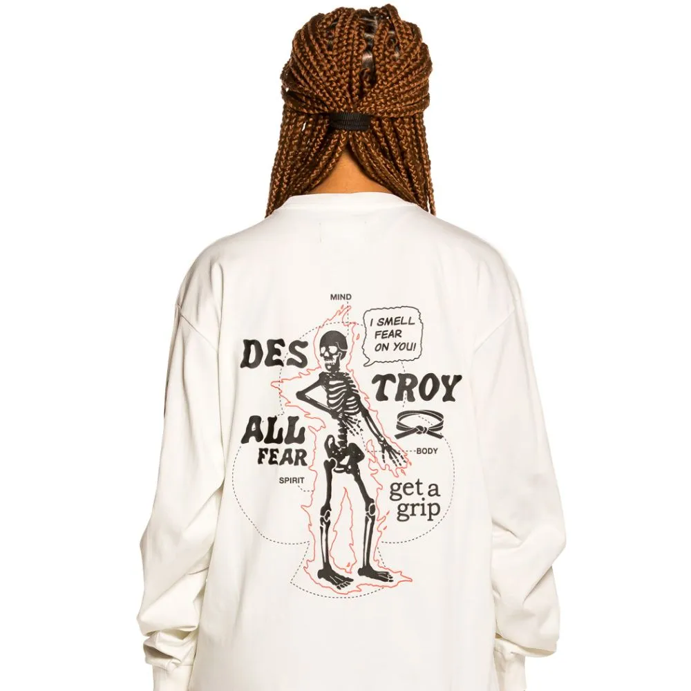 CAMISETA UNISEX MANGA LARGA GRIMEY "DESTROY ALL FEAR"  WHITE | FALL 21