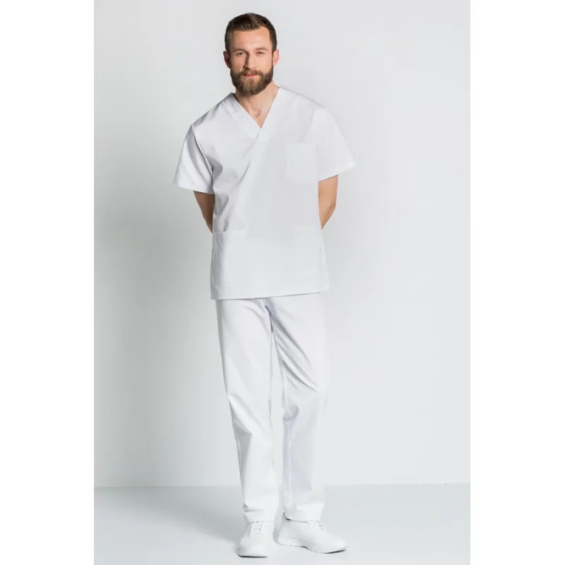 CAMISOLA ENFERMERíA BLANCA CON CUELLO DE PICO  DYNEKE