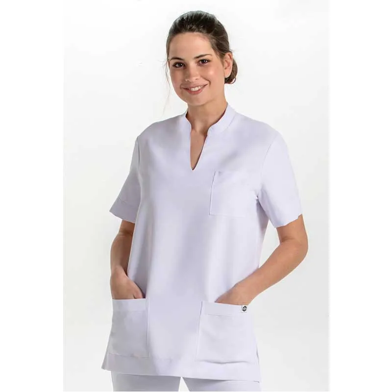 CAMISOLA UNISEX CON CUELLO MAO DE MICROFIBRA BLANCA  DYNEKE