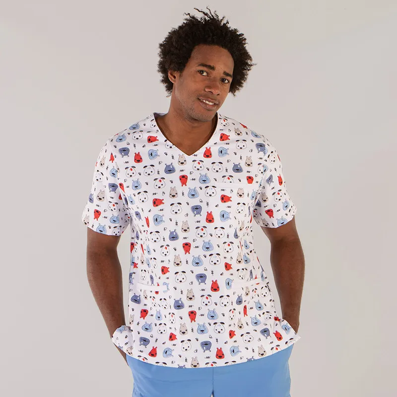CAMISOLA VETERINARIO UNISEX ADA CON ESTAMPADO WOOF  GARY'S
