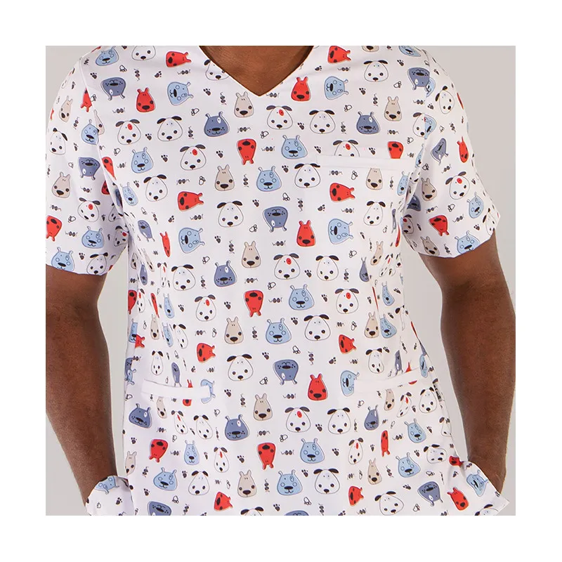 CAMISOLA VETERINARIO UNISEX ADA CON ESTAMPADO WOOF  GARY'S