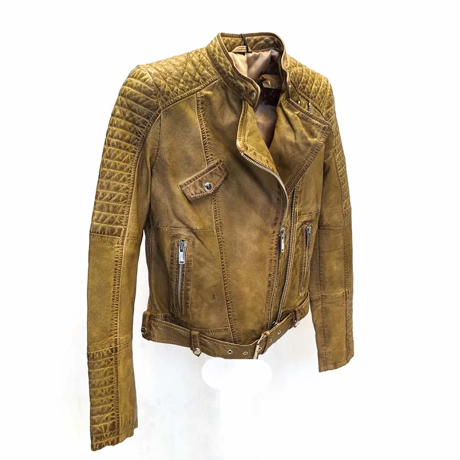 Cazadora Cuero Mujer Biker – Biker01 Golden
