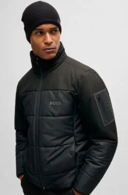 Chaqueta acolchada repelente al agua con logo estampado