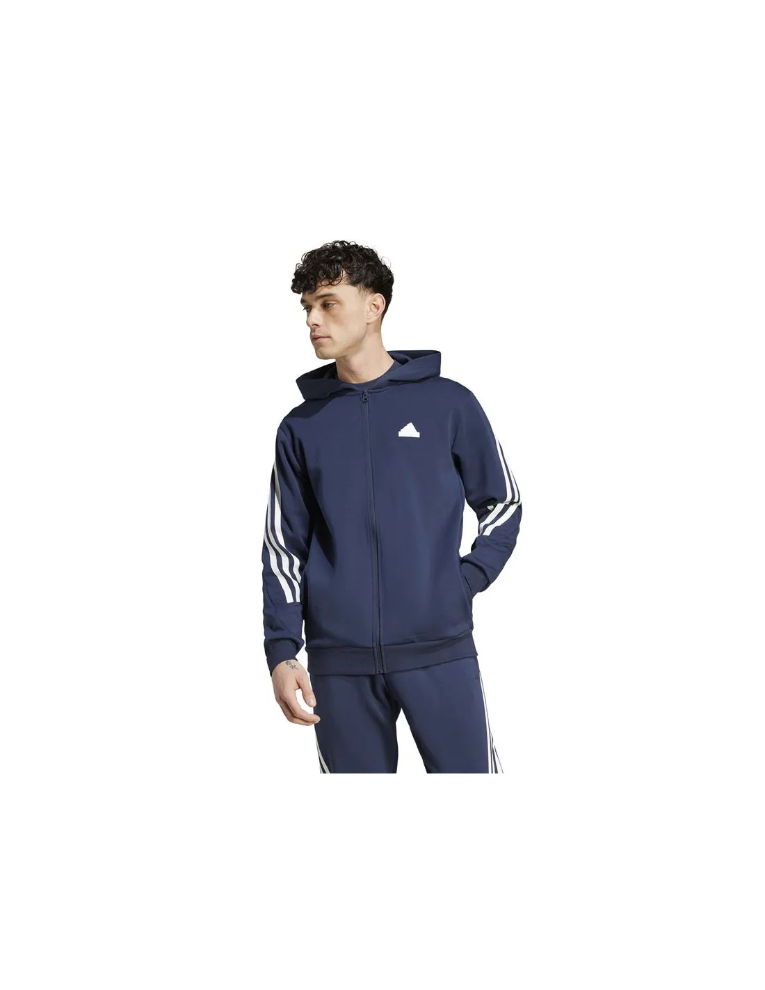 CHAQUETA ADIDAS FUTURE ICONS 3 BANDAS FULLZIP HOODIE HOMBRE AZUL