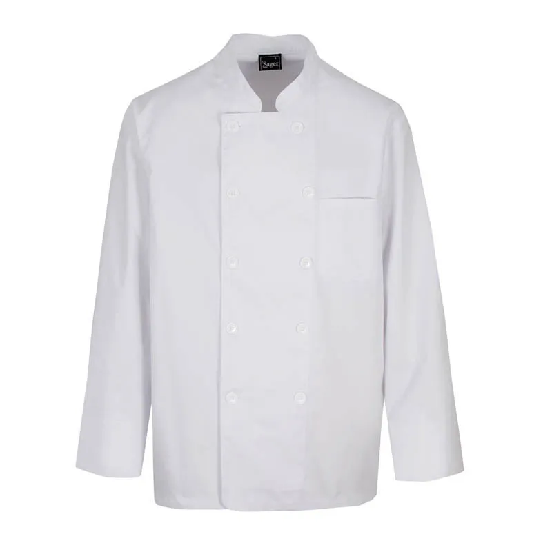 CHAQUETA COCINERO BLANCA DE MANGA LARGA  SAGER