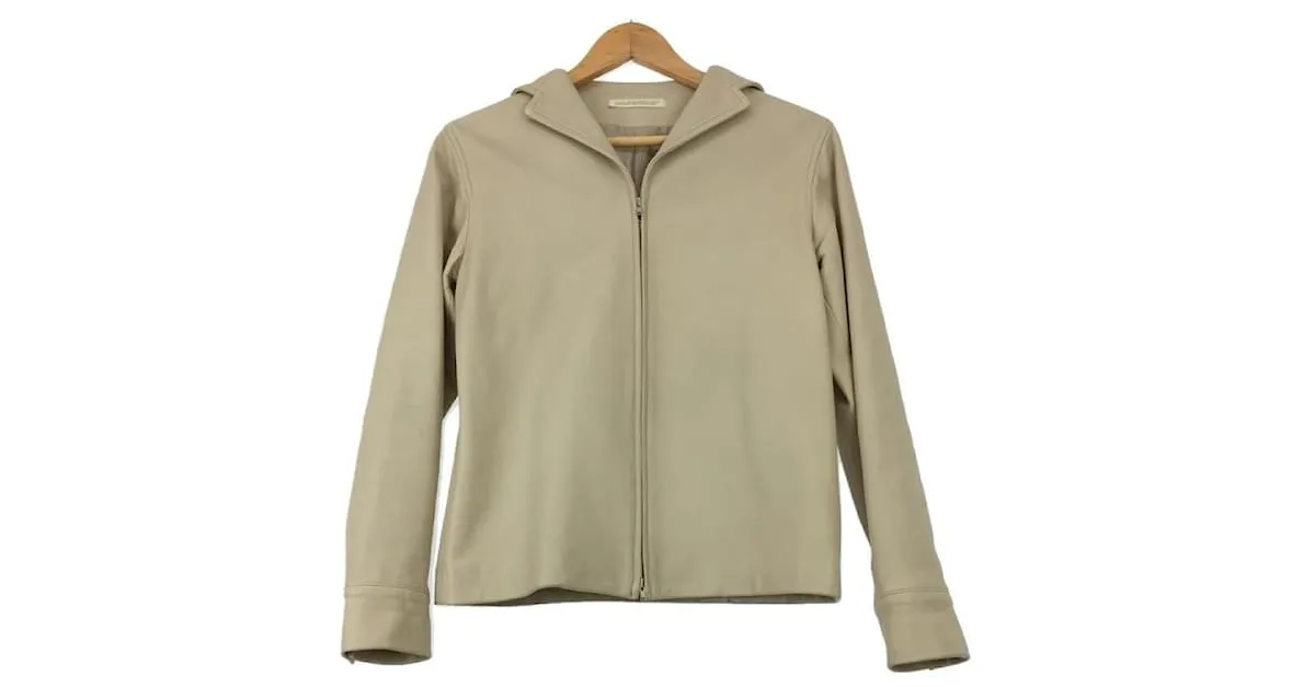Chaqueta de cuero Yohji Yamamoto Beige 