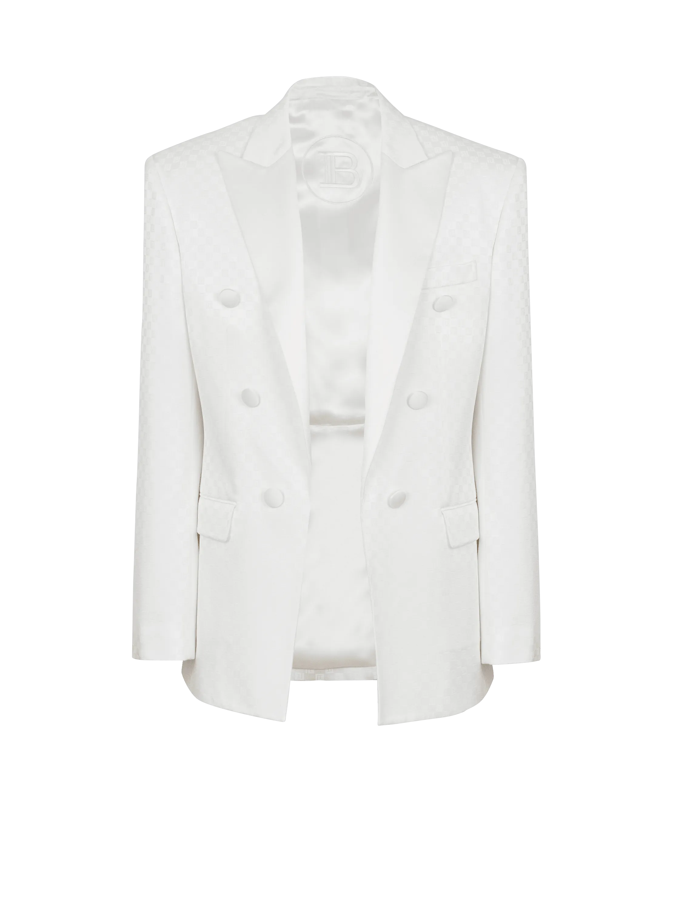 Chaqueta de satén con monograma y 6 botones