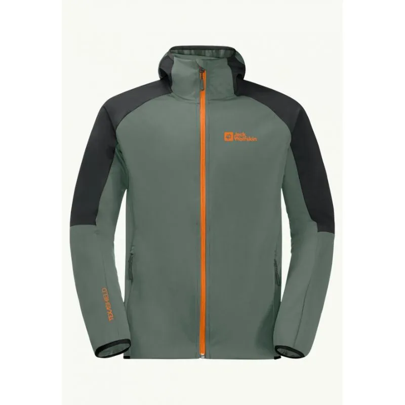 Chaqueta softshell JACK WOLSKINS FELDBERG HOODY para hombre (Hedge Green)