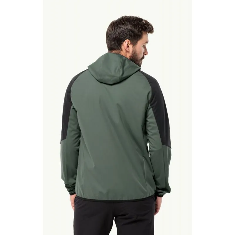 Chaqueta softshell JACK WOLSKINS FELDBERG HOODY para hombre (Hedge Green)