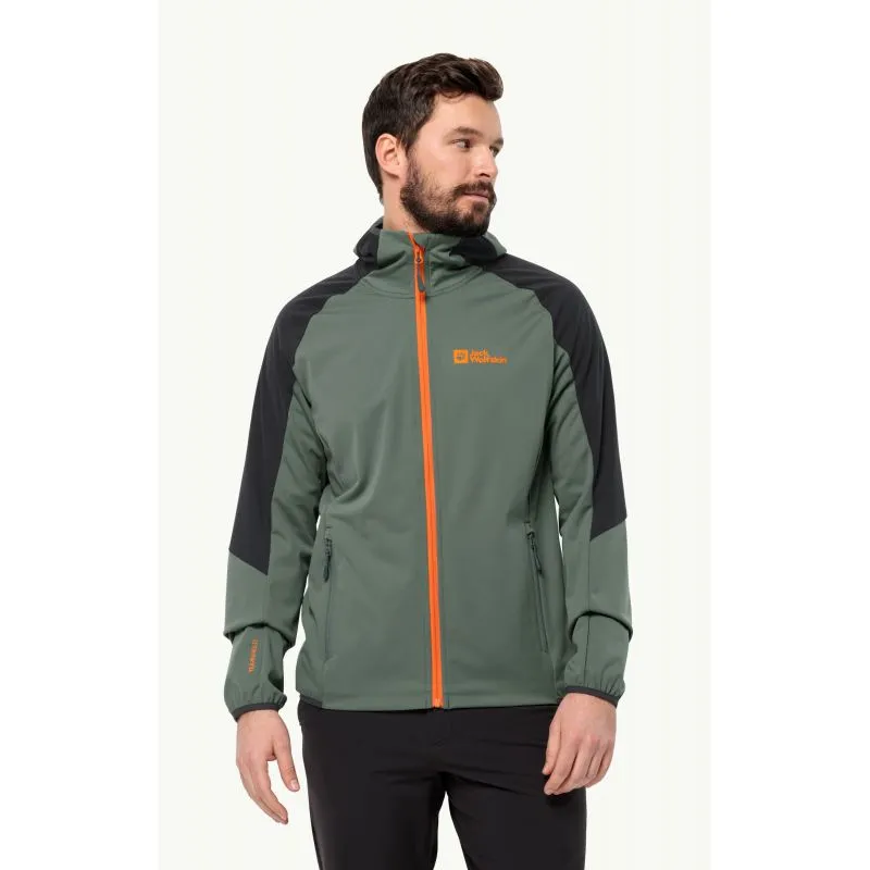 Chaqueta softshell JACK WOLSKINS FELDBERG HOODY para hombre (Hedge Green)