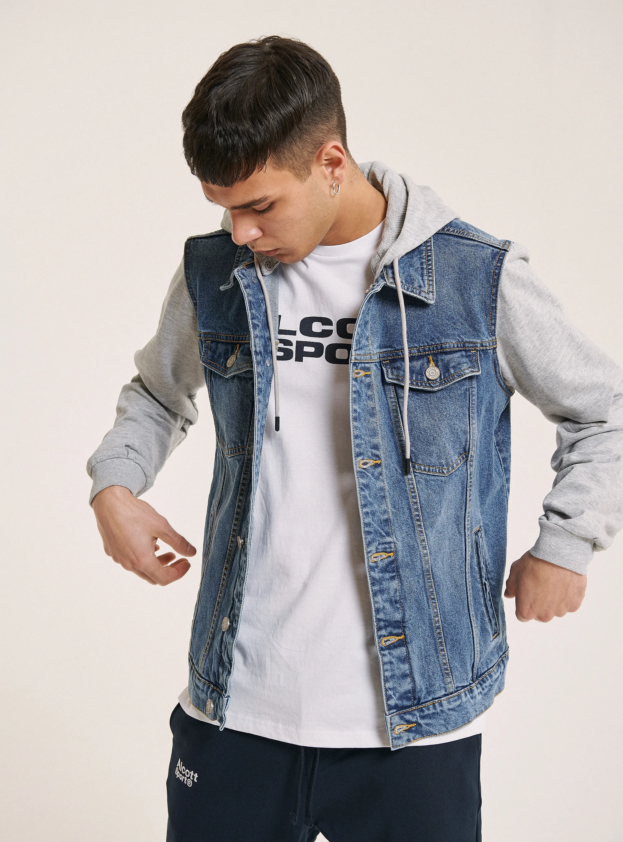 Chaqueta vaquera con sudadera de algodón