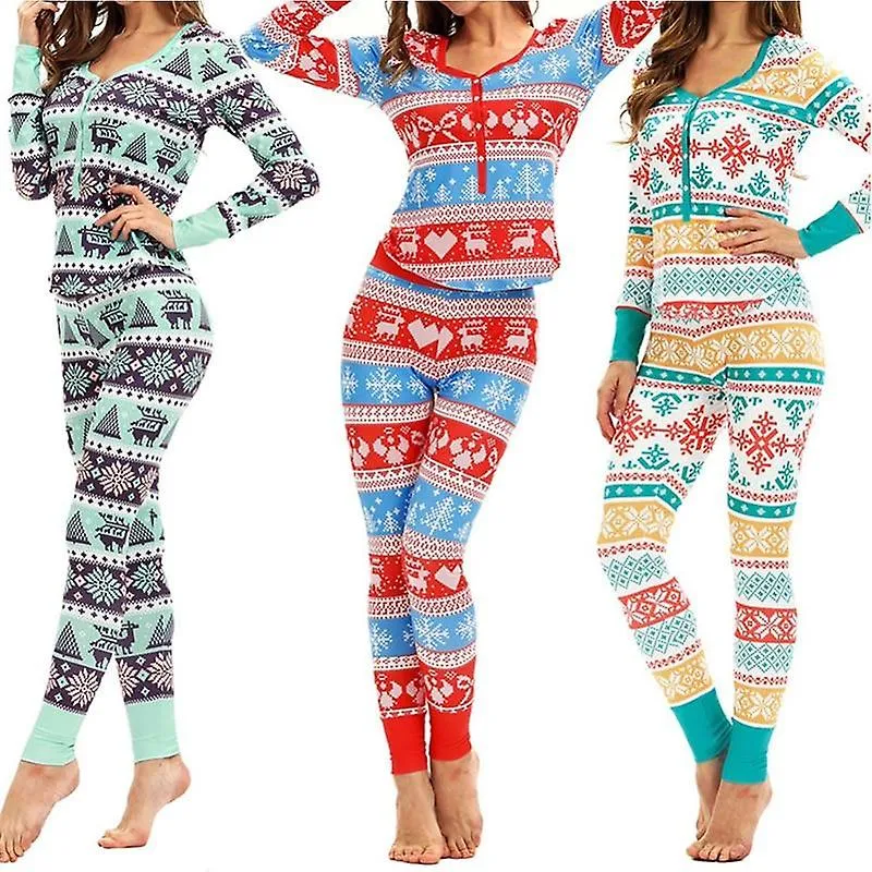 CHRISTMAS PAJAMAS MATCHING FAMILY PYJAMAS WOMEN PAJAMAS SETS TOP PANTS SETS VNECK SOFT WARM PRINTED SETS SLEEPWEAR