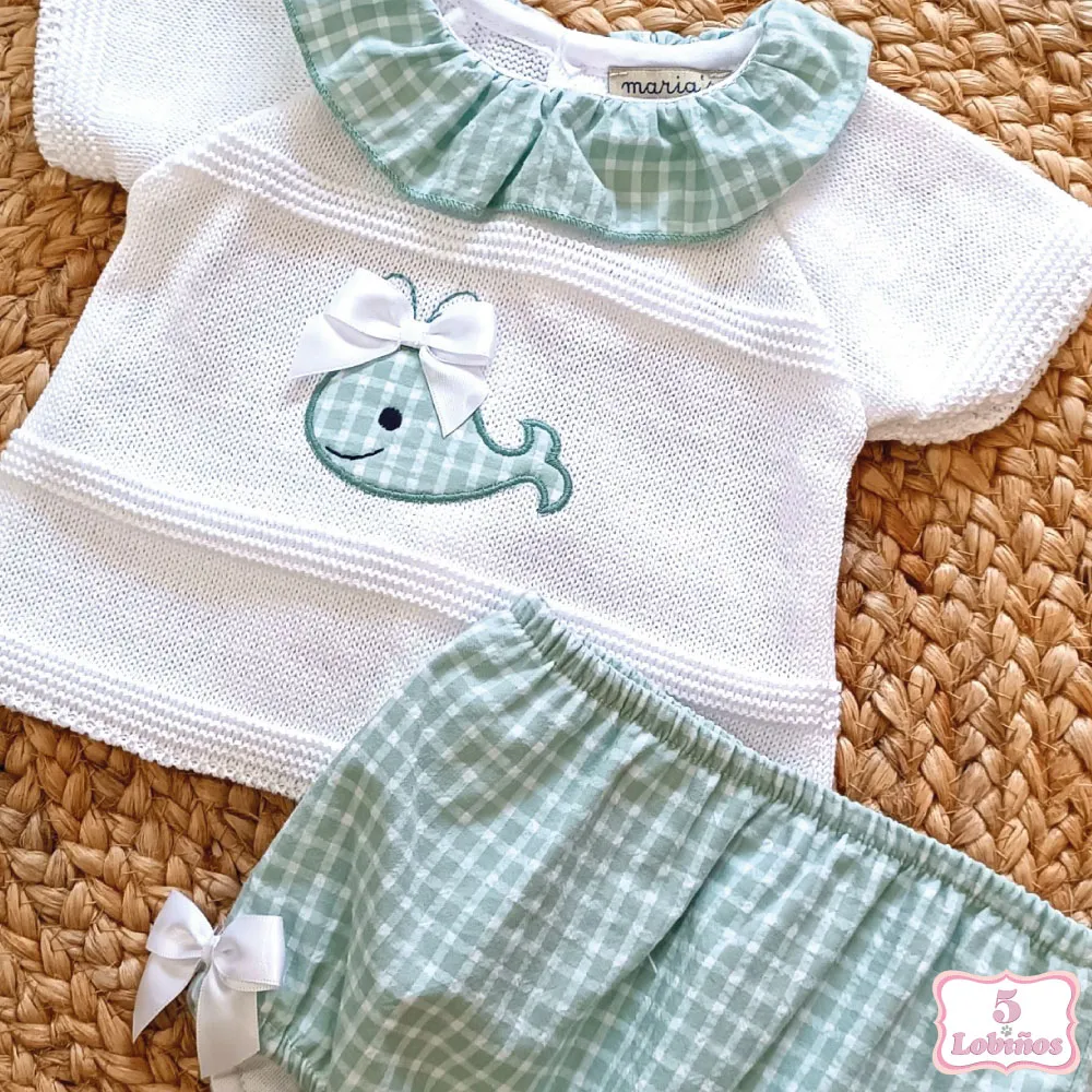CONJUNTO BEBÉ NIÑA PEZ VERDE