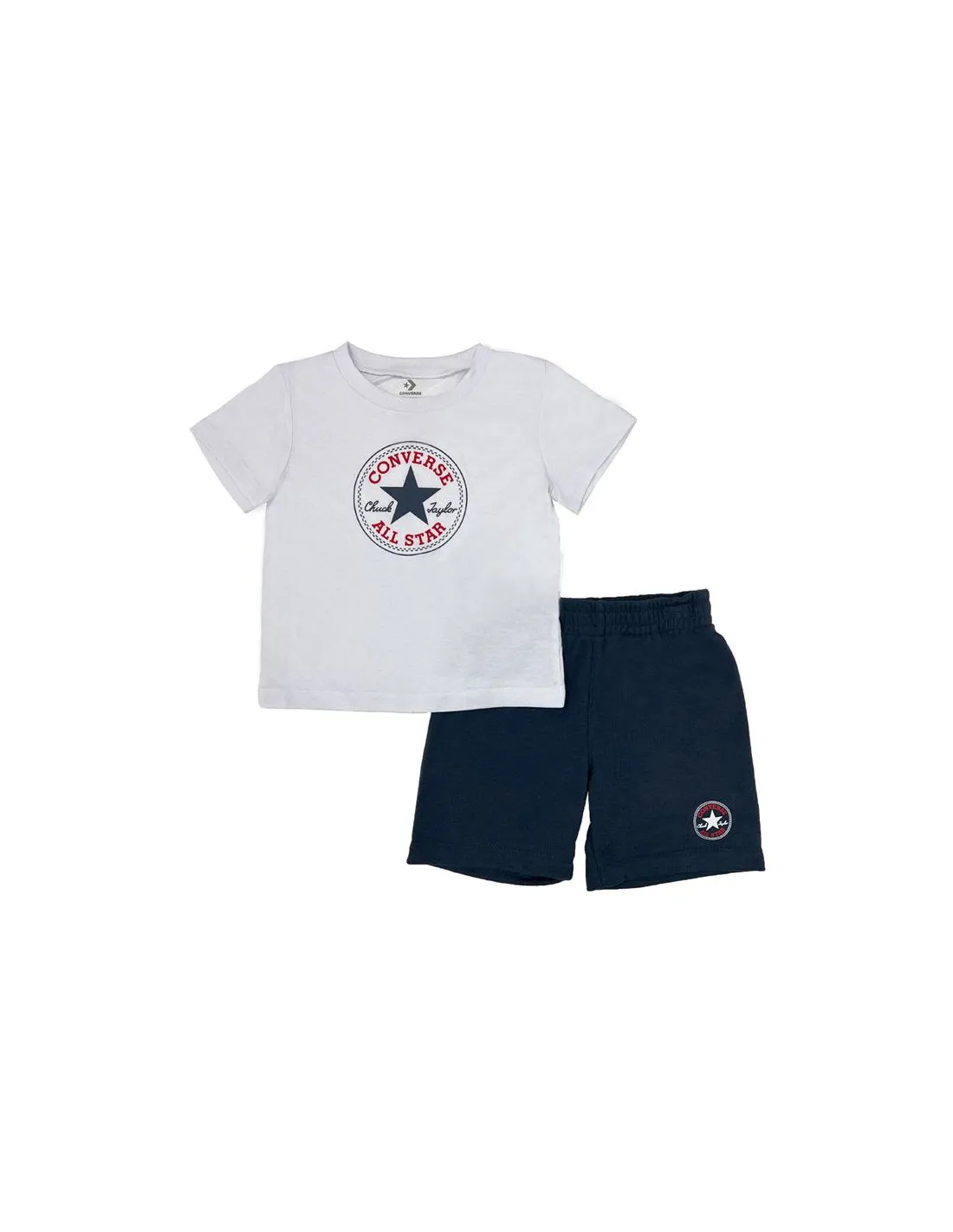 Conjunto Converse Core Tee & Ft Short Azul Niño