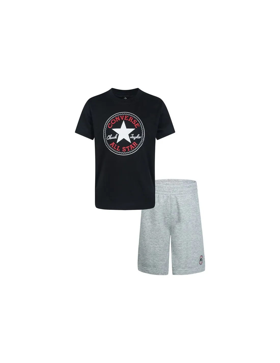 Conjunto Converse Core Tee & Ft Short Dk Grey/Black Niño