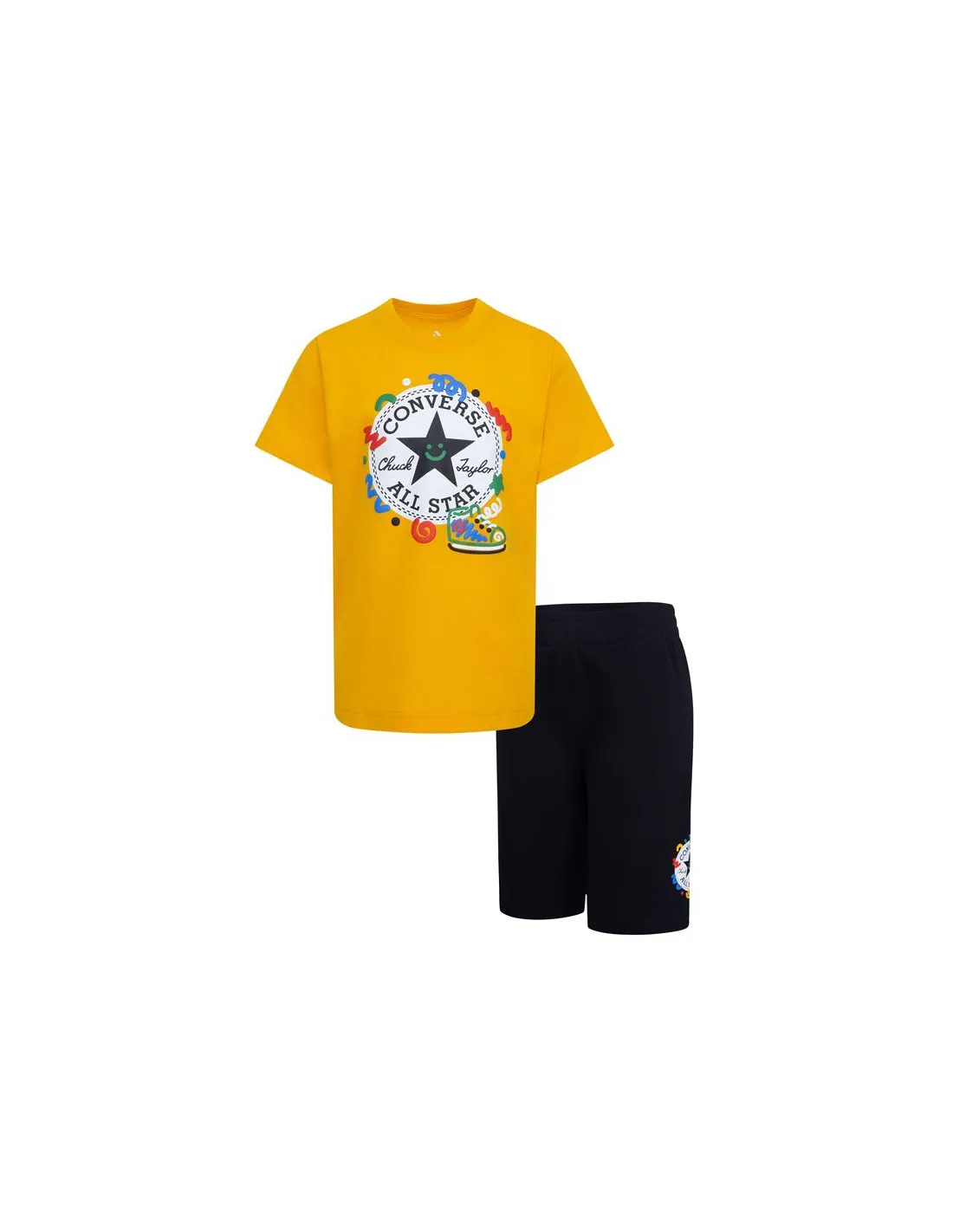 Conjunto Converse Squiggle S/Se+Ft Niño Negro/Amarillo
