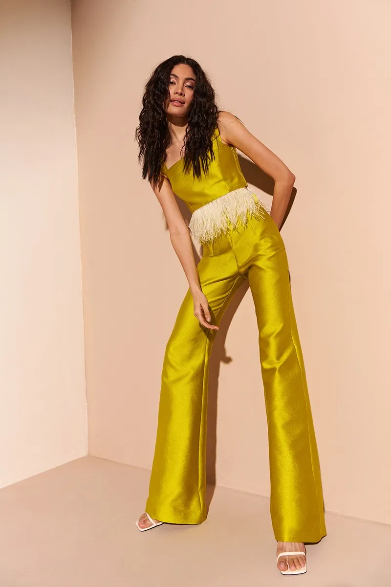 Conjunto de Top y Palazzo Jacquard Lima Liv