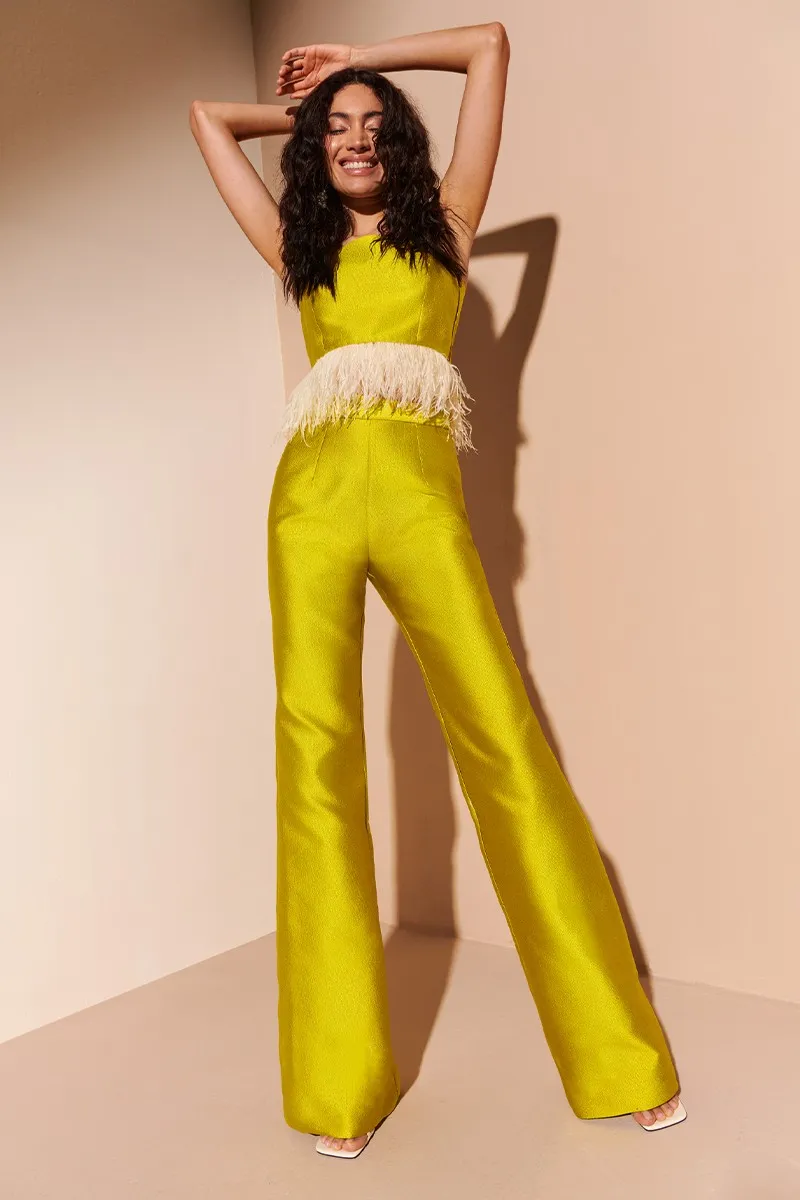 Conjunto de Top y Palazzo Jacquard Lima Liv
